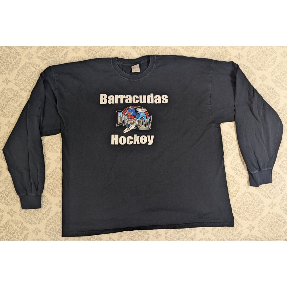 VTG Y2K Rare 00s Jacksonville Barracudas Men 3XL Blk T-Shirt Minor League Hockey